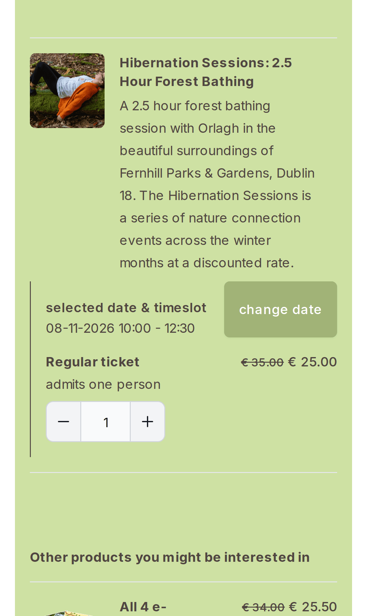 Selected timeslot with a Regular ticket discounted from €35 to €25