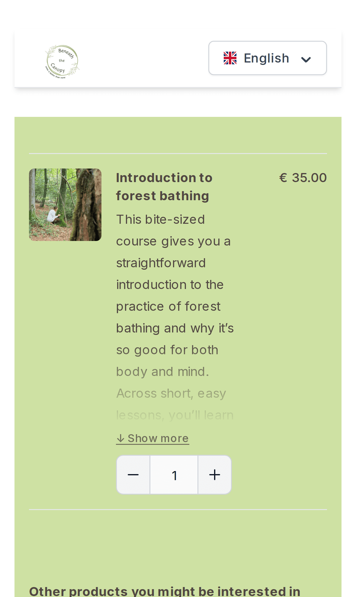The course checkout on a phone